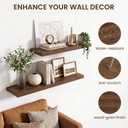 Natural Homi 40in Floating Shelves for wall Set of 1, Walnut Wall Mounted Shelf 9.3in Deep for Wall Decor, Hanging Shelf 1.5in Thick for Living Room, Bedroom, Bathroom, Kitchen, Office
