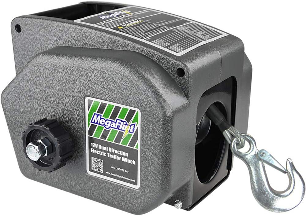 Trailer Winch,Reversible Electric Winch, for Boats up to 6000 lbs.12V DC,Power-in, Power-Out, and Freewheel Operations,30% Higher winching Power Than Regular 6000 lbs Winch (5000lbs Marine)