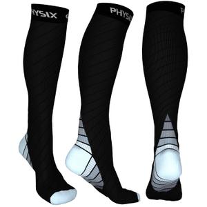 Physix Gear Compression Socks 20-30 mmHg - Men & Women - Running, Nurses, Shin Splints, Flight, Travel, L/XL