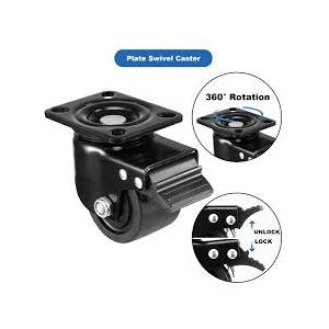 W B D WEIBIDA Plate Swivel Caster Wheels 3-inch Heavy Duty of 4400lbs, Low Gravity Center Design Black Caster Wheels with Brake, Durable & Quiet & Sturdy Nylon Wheels for Industrial, Set of 3