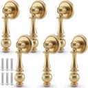 Roowest 6 Pack Solid Brass Drop Cabinet Pulls 2.5 Inch, Brushed Gold Cabinet Knobs for Dresser and Drawers, Decorative Vintage Brass Cupboard Knob Durable Pendant Knobs for Kitchen Cabinets Wardrobe