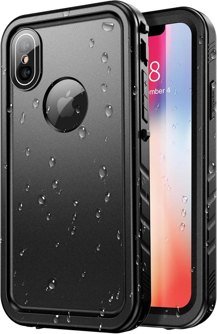 SPORTLINK for iPhone X/iPhone Xs Waterproof Case - 360 Full Body Shockproof Dustproof Case with Built in Screen/Camera Protector, IP68 Waterproof/Heavy Duty Hard Case for iPhone X/Xs with Lanyard