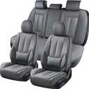 Coverado Car Seat Covers Full Set, Seat Covers for Cars, Gray Car Seat Protector Waterproof, Nappa Leather Car Seat Cushion, Car Seat Covers Front Seats and Back Fit for Most Cars