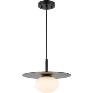 Modern Globe Pendant Lighting Milky White Glass Shade Matte Black Farmhouse Pendant Light 11.81" Dome Industrial Mid Century Hanging Ceiling Light Fixture Kitchen Island Dinning Room Bedroom