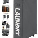 Maxsilan 29" Slim Rolling Laundry basket with Removable Bag on Wheels, 70L Collapsible Narrow Corner Laundry Hamper, Foldable Storage Bins, Grey