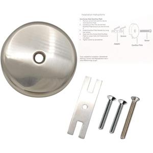 Single Hole Bathtub Drain Overflow Plate - Overflow Drain Cover | Tub Drain Cover with Three Matching Screws/Bathtub Overflow Drain Cover with Adapter (Brushed Nickel)