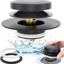 Matte Black Universal Tip Toe Tub Stopper Replacement, Pop Up Bathtub Drain Stoppers, Bathroom Bath Tub Drains Plug, Replaces Lift and Turn, Tip-Toe and Trip Lever drains for Tub, Easy Install