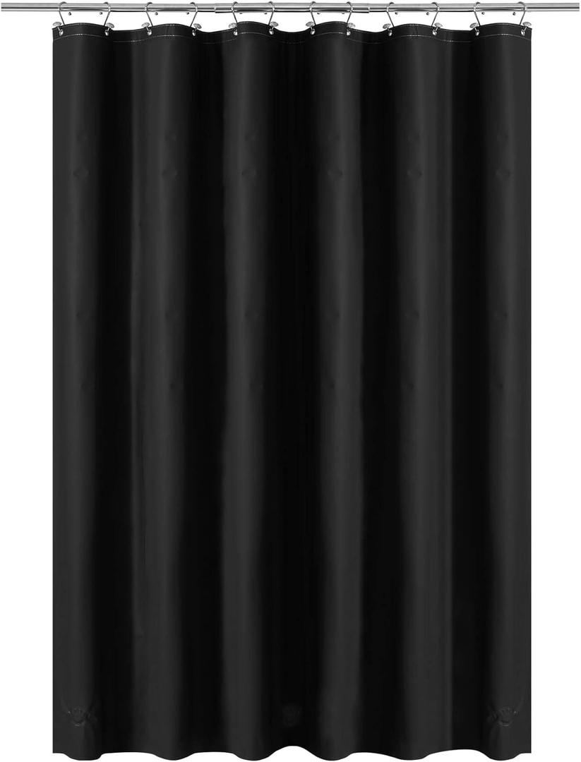 Barossa Design Black Shower Curtain Liner - Premium PEVA Plastic Black Shower Liner for Bathroom, Lightweight Standard Size Bath Curtain with 3 Magnets, Metal Grommets (72"W x 72"L (Pack of 1))