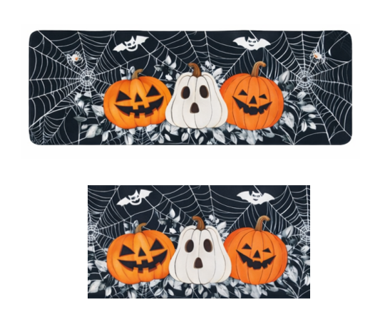 Halloween Kitchen Rugs Set of 2,Black Pumpkin Spider Web Kitchen Mats for Floor, Halloween Non-Slip Washable Sink Mats Home Decor Doormat+Runner Rug