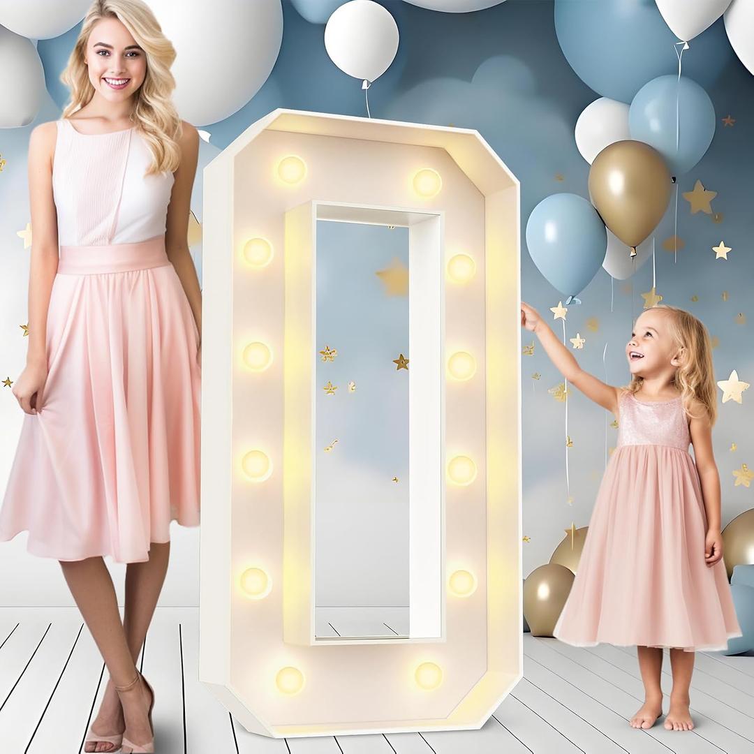 Ledido 4FT Marquee Light Up Numbers 0, Easy to Assemble Marquee Numbers 4 Feet Tall for Indoor & Outdoor Events, Large Lighted Number for Birthday Graduation Baby Shower Anniversary Party Decorations