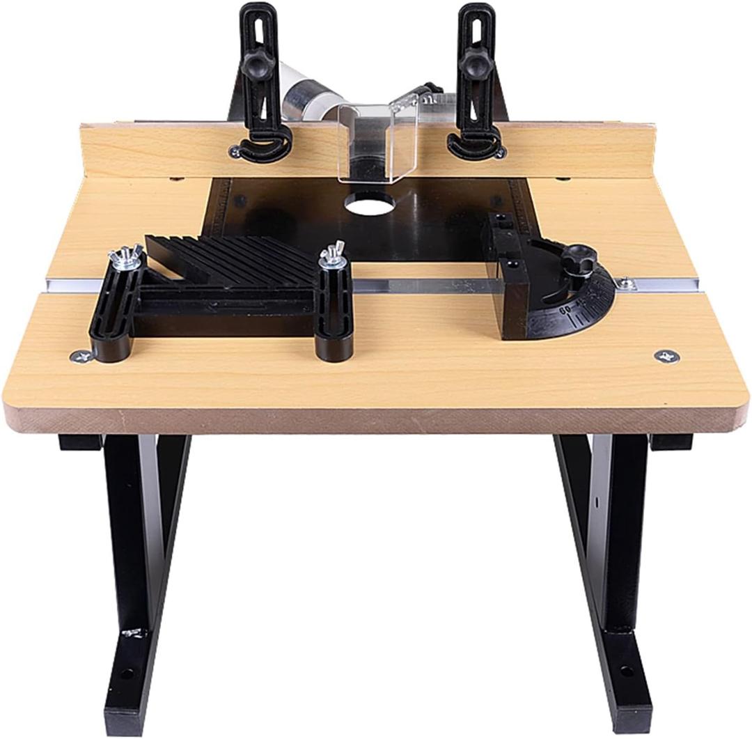 Benchtop Router Table with Adjustable Fence & Stable Support Stand, Multifunctional Woodworking Router Workbench, Built-in Dust Collection Port, Precise Cutting & Trimming for DIY Wood Craft Projects