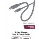 6 Foot Silicone Rubber Sync & Charge Cable For USB C