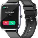 Smart Watch with Bluetooth Call for Women, IP67 Waterproof Fitness Tracker with 1.7" HD Display Blood Pressure Heart Rate SpO2 Sleep Monitor for Android and iOS Phones, Black