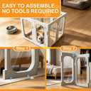 Acrylic Dog Playpen, 8-Panel Clear Transparent Puppy Playpen for Small Dogs Indoor Outdoor, Easy Assembly Foldable Pet Exercise Pen with Locking Door (White, 25.6 INCH, 10 Panels)