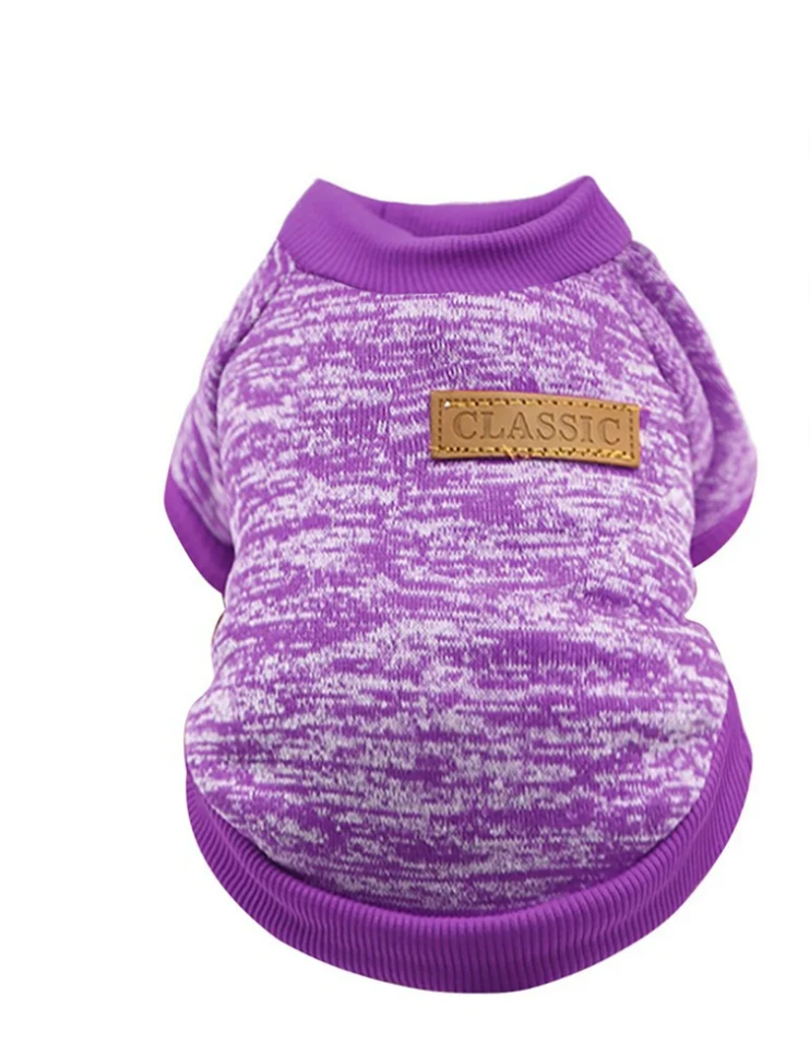 Pet Dog Classic Sweater Fleece Coat Soft Warm Dogs Shirt Winter Pet Dog Cat Clothes Puppy Customes Clothing for Small Medium Dogs S Purple 3 PACK
