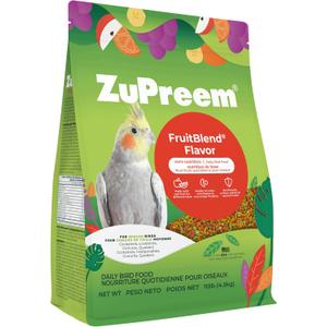 ZuPreem FruitBlend Cockatiel & Conure Food, Uniform Bird Food, M, 10 lb | Bird Food Pellets, Real Fruit, Cockatiel Food, Conures, Lovebirds, Love Bird Pellets, Quakers, Parrot, Medium Birds, USA (EXP 12/01/26)