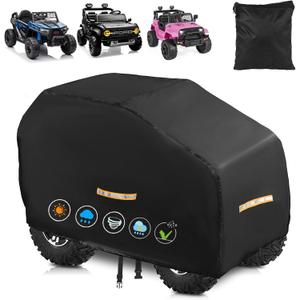 Large Kids Car CoverUpgraded Power Wheels Covers Waterproof All WeatherHeavy Duty Kids Ride-On Car Cover with Nano Coating,Windproof Buckle and 3 Reflective Strips,Universal Kid Ride-on Accessories