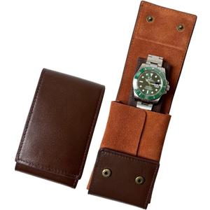 Leather Watch Case, Watch Travel Pouch, Single Watch Box for men and women, Luxury Watch Organizer, Watch Storage (Brown)