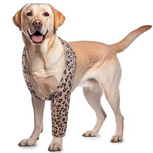 ROZKITCH Dog Elbow Sleeve for Front Right Left Leg, Pet Prevent Licking Wound Elbow Knee Protector, Dog Recovery Suit Cone Collar Alternative for Sprain ACL CCL Arthritis Joint Care Brown, Size: S(Chest Girth:15.7"-20.4")