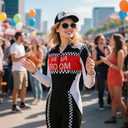 Womens Race Car Driver Costume  Sexy Racing Jumpsuit with Hat, Goggles & Gloves for Halloween & Themed Parties (L)