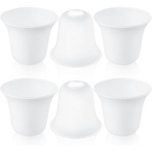 6 Pcs Bell Shaped Glass Lamp Shade E26 Replacement Globe Ceiling Fan Light Cover with 1-5/8'' Fitter Opening for Chandelier Wall Sconce Pendant Light Bathroom Vanity Fixture (White Frosted)