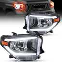 Nilight LED DRL Headlight Assembly Compatible with 2014 2015 2016 2017 2018 2019 2020 2021 Toyota Tundra Clean Lens Black Housing Amber Reflector Clear Lens Headlamps Replacement