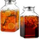 2 Pack 1 Gallon Square Glass Pitcher with Lid and Spout, Borosilicate Glass Carafe for Hot/Cold Drink, Water Pitchers with Handle for Fridge, Extra Large Jug for Iced Tea, Coffee, Juice, Beverage