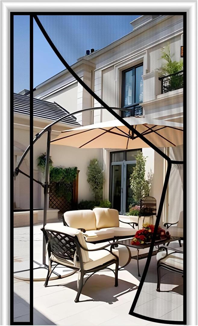 MAGZO Magnetic Screen Door 36'' x 82'', Reversible Left Right Side Opening, Upgraded Polyester Scratch-Proof, Pet Friendly, Netting for Single/Homes with Saver Magnets Heavy Duty, Easy Install, Grey (Fit Door Size 36'' x 82'', Gray)