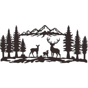 Slickss Deer Wall Art, Rustic Deer decor with Mountain & Forest, Hunting Lodge Cabin Decor, Wilderness Themed Metal Art