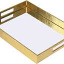 Vixdonos Decorative Mirror Tray Gold Serving Tray Bathrooom Vanity Tray,16.2'' X 12.2" X 2''