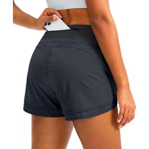 Women's Running Shorts High Waisted Quick-Dry 3 Inch Gym Workout Athletic Shorts for Women with Zipper Pocket (E-iron Gate), S