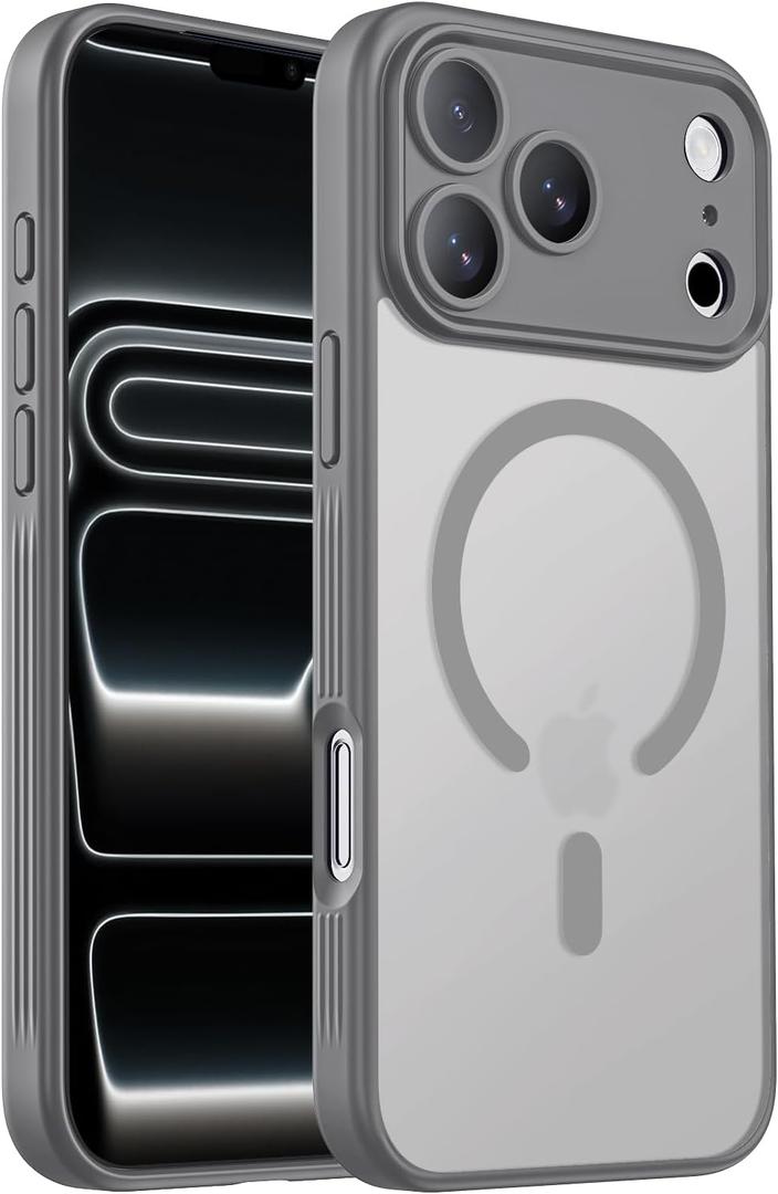 Designed for iPhone 17 Pro Max Case, Compatible with MagSafe, [Camera Protection] [15FT Military Drop Protection] Shockproof Translucent Matte Anti-Slip Phone Case, 6.9", Natural Titanium