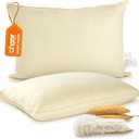 Cheer Collection Set of 2 Organic Kapok Bed Pillows, Natural Kapok Fiber Filled Sleeping Pillows with Breathable Cotton Shell, Standard Size, 20 x 28 inches