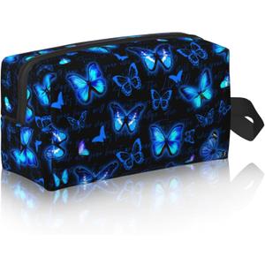 Large Makeup Bag Butterfly Toiletry Bag for Women Cute Cosmetic Bags with Handle Portable Makeup Pouches for Purse Pretty Gifts for Teacher Mom Sister Girlfriend