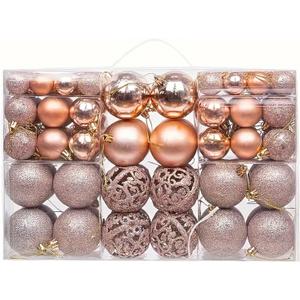 100PCS Christmas Ball Ornaments for Tree, Shatterproof Plastic Holiday Baubles Set in Assorted Sizes and Finishes, Christmas Tree Decorations for Home, Office, Party, Indoor Outdoor Use, Rose Gold (100psc)