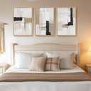 Framed Neutral Abstract Wall Art Set of 3, Modern Black and White Beige Canvas Prints Paintings Artwork for Walls, Minimalist Pictures for Bedroom, Living Room, Dining Room Wall Decor 16x24 In, 16" W X 24" H X 3pcs