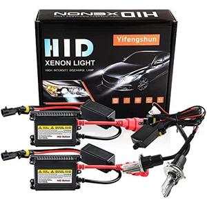 H4 HID Headlight Bulbs 6000K Xenon White with 55W DC Slim HID Ballast by Yifengshun Super Bright Xenon HID Light Bulb for Auto High / Low Beam (2 Xenon Bulbs + 2 Ballasts)