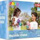 JOYIN 2 Bubble Guns with 2 Bottles Refill Solution, Bubble Machine Gun for Kids, Toddlers, Party Favors, Summer, Outdoors Activity, Wedding, Easter, Birthday Gift (Pink+purple)