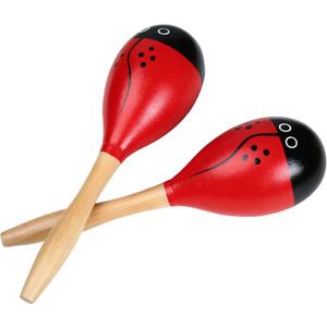 Maracas, Wooden Shaker Musical Percussion Instrument for Adult Kids Babies Toddlers, Red