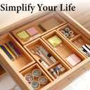 Bamboo Drawer Organizer 5 Pcs for Kitchen Multi-purpose Storage Dividers for Kitchen, Office, Jewelry, Cosmetics, Wooden Drawer Dividers for Drawer Organizer Desk Organizer Gift for Women Gifts Idea
