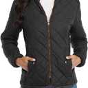 Anienaya Women's Lightweight Quilted Jacket Stand Collar Zip Warm Winter Coat Outwear w 2 Pockets, Extra Small, Black 