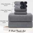 8 Piece Large Grey Family Bath Towel Set-2 Oversized Bath Towel Sheets,2 Hand Towels,4 Washcloths-600GSM Soft Highly Absorbent Quick Dry Beach Chair Towels Woven Towels for Bathroom Hotel and Spa