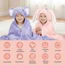 6 PCS Toddler Bath Towel Set for Boy Girl 0-5 Year, 2 PCS Thick Absorbent Hooded Baby Bath Towels Large 55" x 27.5" & 4 PCS Washcloths, Ultra Soft Gifts for Infant, Toddler, Kids, Rabbit & Elephant, 27.5 x 55in