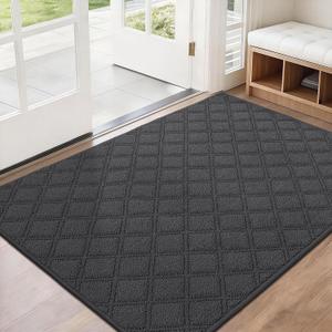 BEQHAUSE Dirt Trapper Door Mat 32" x 48", Non-Slip Washable Doormats Welcome Mat, Dirt Resistant and Absorbent Entrance Mat, Low Profile Floor Mats for Front Back Door, Entryway, Dark Grey