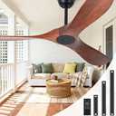 72 Inch Ceiling Fan No Light, Wood Outdoor Ceiling Fans for Patios Living Room Gazebo Porch, Indoor Modern Exterior Extra Large Ceiling Fan without Lights with Downrod(Walnut)