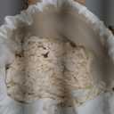 AMMSUN Boho Fringe Umbrella Outdoor Patio, 6.5ft UPF50+ Picnic Umbrella with Tassels with Steel Pole and Push Button Tilt, Antique White