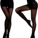 MANZI 2 Pairs Compression Pantyhose for Women Shaping Black Tights 10-15mmHg Support 50D Opaque Stockings, M