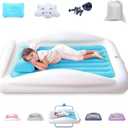 Sleepah Inflatable Toddler Travel Bed Portable Kids Air Mattress Set w Safety Bed Rail Guards for Kids & Toddlers  Set Includes Pump, Carry Case, Pillow & More - Perfect Transitional Cot Aqua