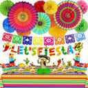 8 Varieties 25 Pcs Cinco De Mayo Decorations Mexican Party Decorations Fiesta Party Decorations Paper Fans Pom Poms Llama Balloons Banners Table Runner Honeycomb Decor Cupcake Toppers Taco Party Favor
