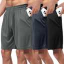 3 Pack Gym Basketball Mens Shorts - Quick Dry Black Workout Athletic Shorts with Pockets for Casual Running (S-6XL) (Medium, 1-black/Dark Grey/Navy Blue)